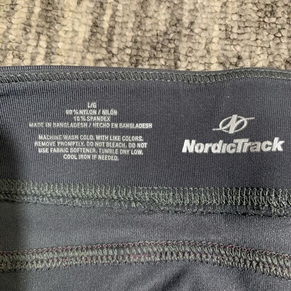 NordicTrack Womens Large Gray Nylon Athletic Leggings Stretch Athleisure Classic - Picture 2 of 6